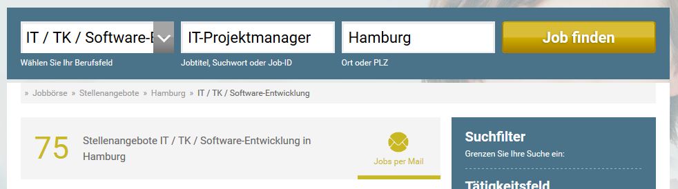 Ergebnis der Suche nach „IT-Projektmanager“ auf stellenanzeigen.de