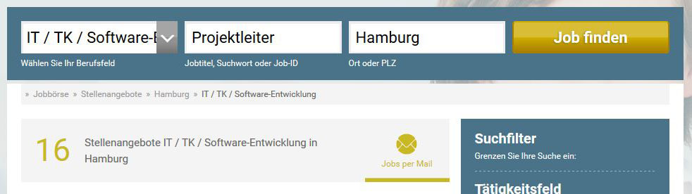 Ergebnis der Suche nach „Projektleiter“ auf stellenanzeigen.de